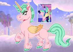 Size: 3610x2591 | Tagged: safe, artist:dragao_tecnologia, alicorn, pony, g5, my little pony: tell your tale, the lone alicorn, spoiler:g5, spoiler:my little pony: tell your tale, spoiler:tyts02e07, cloud, concave belly, concept art, feathered fetlocks, skyros, solo, stars