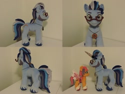 Size: 1597x1199 | Tagged: safe, artist:little-broy-peep, argyle starshine, sunny starscout, earth pony, pony, g5, duo, father and child, father and daughter, female, filly, filly sunny starscout, foal, glasses, irl, male, photo, plushie, stallion, younger