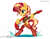 Size: 2340x1823 | Tagged: safe, artist:vinilyart, artist:vinilyart_d, sunset shimmer, pony, unicorn, g4, bipedal, clothes, female, guitar, high res, horn, mare, musical instrument, open mouth, open smile, signature, simple background, smiling, socks, solo, stockings, thigh highs, white background