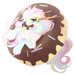 Size: 2048x2048 | Tagged: safe, artist:inspiredpixels, oc, oc only, pony, unicorn, donut, female, food, horn, long horn, mare, simple background, solo, transparent background
