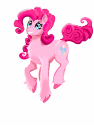 Size: 3024x4032 | Tagged: safe, artist:fluffywolf36, pinkie pie, earth pony, pony, g4, female, jumping, simple background, smiling, solo, white background