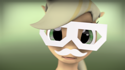 Size: 1920x1080 | Tagged: safe, artist:xaniyo, applejack, g4, 2014, 3d, artifact, dubstep cat, facial hair, female, glasses, link in description, moustache, old art, skifcha, solo, source filmmaker, youtube link, youtube thumbnail