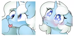 Size: 1776x867 | Tagged: safe, artist:mochi_nation, oc, oc only, pony, unicorn, blushing, bust, commission, crying, cute, derp, eye shimmer, floppy ears, frown, horn, sad, simple background, smiling, solo, tongue out, white background, ych result