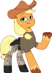 Size: 1183x1649 | Tagged: safe, artist:edy_january, artist:prixy05, edit, vector edit, applejack, earth pony, pony, g4, g5, my little pony: tell your tale, applejack's hat, belt, call of duty, call of duty: warzone, camouflage, clothes, colt python, cowboy hat, g5 to g4, generation leap, gun, handgun, hat, marine, marines, military, military pants, military pony, military uniform, revolver, shirt, simple background, soldier, soldier pony, solo, special forces, task forces 141, transparent background, uniform, united states, vector, weapon