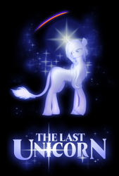Size: 2050x3037 | Tagged: safe, classical unicorn, pony, unicorn, open pony, 3d, cloven hooves, concave belly, high res, horn, leonine tail, movie poster, parody, ponified, poster, second life, solo, the last unicorn, thighs, thunder thighs, unshorn fetlocks