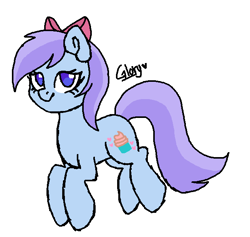 Size: 651x617 | Tagged: safe, artist:smol_boo, oc, oc only, oc:sweet frosting, earth pony, bow, earth pony oc, looking at you, solo