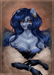 Size: 1000x1400 | Tagged: safe, artist:alicesmitt31, oc, oc:tundra, pegasus, anthro, breasts, cleavage, clothes, dress, evening gloves, female, gloves, long gloves, solo
