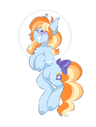 Size: 2266x3003 | Tagged: safe, artist:ezzerie, oc, oc only, oc:aurelia coe, earth pony, pony, belly, bow, eyes closed, round belly, simple background, smiling, solo, tail, tail bow, transparent background