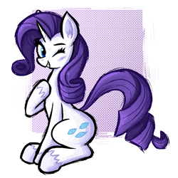 Size: 751x751 | Tagged: safe, artist:daze, rarity, pony, unicorn, g4, female, grin, hoof on chest, horn, mare, one eye closed, simple background, smiling, solo, transparent background, wink