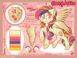 Size: 1024x768 | Tagged: safe, artist:mychelle, oc, oc:cherry justice, pegasus, pony, female, mare, reference sheet, solo