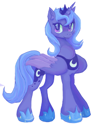 Size: 2048x2543 | Tagged: safe, artist:teochronico, princess luna, alicorn, pony, g4, colored wings, concave belly, crown, female, folded wings, hoof shoes, jewelry, mare, peytral, princess shoes, regalia, s1 luna, simple background, slender, solo, thin, transparent background, two toned wings, wings