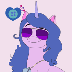 Size: 3840x3840 | Tagged: safe, artist:blankbookng, izzy moonbow, unicorn, g5, my little pony: make your mark, my little pony: make your mark chapter 4, the jinxie games, cute, glasses, horn, referee izzy moonbow, simple background, smiling, whistle