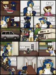 Size: 1750x2333 | Tagged: safe, artist:99999999000, oc, oc only, oc:mar baolin, oc:mar ker, oc:shadow spirits, oc:su wendi, pegasus, pony, unicorn, comic:grow with children, car, colt, comic, engrish, father and child, father and daughter, father and son, female, filly, foal, fruit, horn, house, male, mother and child, mother and daughter, mother and son, son