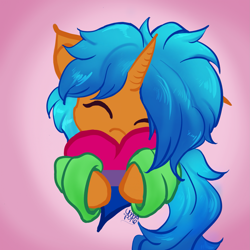 Size: 1919x1919 | Tagged: oc name needed, safe, artist:umbrapone, oc, pony, unicorn, cute, heart, horn, ponytail, solo