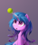 Size: 2100x2500 | Tagged: safe, artist:emeraldgalaxy, izzy moonbow, pony, unicorn, g5, :o, ball, cheek fluff, cute, eye clipping through hair, eyebrows, eyebrows visible through hair, eyes on the prize, female, gradient background, gray background, high res, horn, horn guard, horn impalement, hornball, izzy's tennis ball, izzybetes, looking up, mare, open mouth, shield, shoulder fluff, signature, simple background, sitting, solo, tennis ball