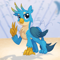 Size: 1600x1600 | Tagged: safe, artist:swasfews, gallus, griffon, g4, looking at you, male, simple background, solo