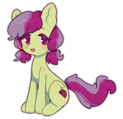 Size: 1074x1041 | Tagged: safe, artist:lnspira, bitta luck, earth pony, pony, g4, blushing, female, mare, open mouth, open smile, outline, pigtails, simple background, sitting, smiling, solo, transparent background, white outline