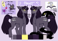 Size: 5600x3900 | Tagged: safe, artist:dejji_vuu, oc, oc:haunt, pony, unicorn, female, horn, mare, reference sheet, solo