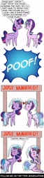Size: 1000x4000 | Tagged: safe, artist:sneshpone, starlight glimmer, twilight sparkle, alicorn, g4, the cutie re-mark, blush sticker, blushing, clothes, dress, duo, duo female, everything went better than expected, female, horn, horn ring, just married, lesbian, mare, marriage, ring, s5 starlight, ship:twistarlight, shipping, simple background, twilight sparkle (alicorn), veil, wedding, wedding dress, wedding veil, white background