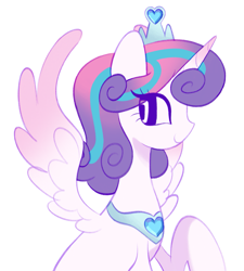 Size: 1819x2025 | Tagged: safe, artist:risswm, princess flurry heart, alicorn, pony, g4, bust, eye clipping through hair, eyebrows, eyebrows visible through hair, female, mare, older, older flurry heart, profile, simple background, smiling, solo, spread wings, white background, wings
