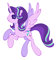 Size: 1906x2048 | Tagged: safe, artist:risswm, starlight glimmer, alicorn, pony, g4, alicornified, female, flying, mare, race swap, simple background, smiling, solo, spread wings, starlicorn, white background, wings, xk-class end-of-the-world scenario