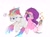 Size: 2048x1504 | Tagged: safe, artist:petaltwinkle, pipp petals, zipp storm, pegasus, pony, g5, bags under eyes, blue eyes, cellphone, coat markings, colored hooves, colored wings, crown, duo, duo female, emanata, emoji, eye clipping through hair, eyelashes, female, folded wings, green eyes, headband, holding, hoof hold, jewelry, lidded eyes, looking at someone, mare, messy mane, multicolored wings, narrowed eyes, peytral, phone, pink coat, pink mane, purple mane, raised hooves, regalia, royal sisters (g5), shiny hooves, siblings, signature, simple background, sisters, smartphone, smiling, socks (coat markings), spiky mane, spread wings, sweat, sweatdrop, tiara, two toned mane, two toned wings, unamused, unshorn fetlocks, wavy mane, white background, white coat, wingding eyes, wings, zipp storm is not amused