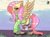 Size: 1280x953 | Tagged: safe, artist:brainiac, fluttershy, pegasus, antonymph, vylet pony, g4, bow, chest fluff, clothes, female, keyhole turtleneck, lidded eyes, looking at you, mare, smiling, socks, solo, striped socks, sweater, sweatershy, tail, tail bow, turtleneck