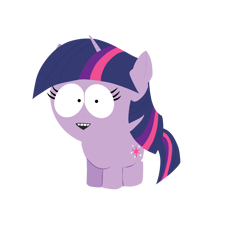 Size: 1650x1538 | Tagged: safe, twilight sparkle, unicorn, g4, female, horn, mare, simple background, solo, south park, style emulation, transparent background