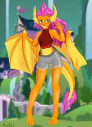 Size: 4482x6195 | Tagged: safe, artist:vectis, smolder, dragon, anthro, g4, blushing, long hair, school of friendship, solo
