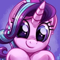 Size: 1800x1800 | Tagged: safe, artist:whitediamonds, starlight glimmer, pony, unicorn, g4, bust, commission, cute, daaaaaaaaaaaw, female, glimmerbetes, hnnng, horn, looking at you, mare, portrait, signature, smiling, smiling at you, solo, weapons-grade cute, whitediamonds is trying to kill us
