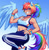 Size: 3742x3800 | Tagged: safe, artist:rumblyf, rainbow dash, human, g4, belly button, breasts, choker, cleavage, clothes, eared humanization, female, fit, gradient background, grin, hand on hip, high res, humanized, midriff, multicolored hair, ponytail, rainbow hair, reasonably sized breasts, slender, smiling, solo, sports bra, tail, tailed humanization, tan skin, thin, tomboy, toned, toned female, winged humanization, wings, wristband