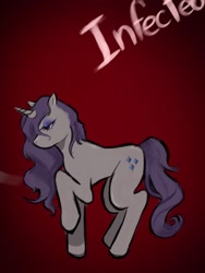Size: 1440x1920 | Tagged: safe, artist:naia.hakeshi, rarity, pony, unicorn, g4, creepy, female, horn, mare, mlp infection, solo