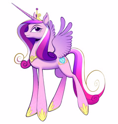 Size: 3630x3818 | Tagged: safe, artist:spanishmoon, princess cadance, alicorn, pony, g4, female, full body, mare, simple background, small wings, solo, white background, wings