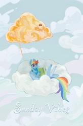 Size: 1342x2048 | Tagged: safe, artist:pebberg, rainbow dash, pegasus, pony, g4, book, cloud, female, mare, on a cloud, reading, reclining, solo