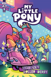 Size: 2063x3131 | Tagged: safe, artist:kate sherron, idw, official comic, captain buck, sunny starscout, earth pony, pony, g5, my little pony: tell your tale, official, spoiler:comic, spoiler:g5, spoiler:g5comic, angry, comic, comic cover, duo, duo male and female, female, gritted teeth, high res, jojo reference, male, mare, meme, my little pony: kenbucky roller derby, oh you're approaching me, roller derby, roller skates, showdown, skates, sparkles, stallion, teeth