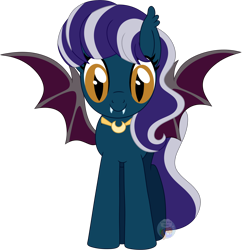 Size: 2204x2271 | Tagged: safe, artist:pure-blue-heart, oc, oc only, oc:heartfang, bat pony, bat pony oc, commission, fangs, female, front view, jewelry, necklace, patreon, patreon reward, simple background, spread wings, transparent background, watermark, wings