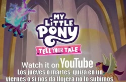 Size: 767x499 | Tagged: safe, edit, edited screencap, screencap, opaline arcana, sunny starscout, alicorn, pony, g5, i've seen fire and i've seen rain (bows), my little pony: tell your tale, spoiler:g5, spoiler:my little pony: tell your tale, spoiler:tyts01e54, meme, race swap, spanish, spanish text, sunnycorn, text, translated in the comments