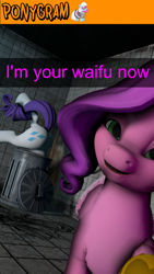 Size: 2160x3840 | Tagged: safe, artist:drixale, photo finish, pipp petals, rarity, pegasus, pony, unicorn, g4, g5, 3d, pipp and her heroine, selfie, source filmmaker, trash can