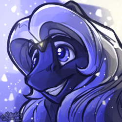 Size: 2800x2800 | Tagged: safe, artist:stardustspix, oc, oc only, oc:kyanite arc, pegasus, pony, abstract background, bust, circlet, colored eyebrows, colored eyelashes, colored pupils, high res, looking up, portrait, smiling, solo