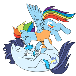 Size: 720x724 | Tagged: safe, artist:dasher666, rainbow dash, soarin', oc, oc:river, pegasus, pony, g4, the last problem, female, filly, foal, male, mare, offspring, older, older rainbow dash, older soarin', older soarindash, parent:rainbow dash, parent:soarin', parents:soarindash, ship:soarindash, shipping, simple background, stallion, straight, white background