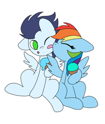 Size: 720x854 | Tagged: safe, artist:dasher666, rainbow dash, soarin', pegasus, pony, g4, female, food, ice cream, licking, male, mare, ship:soarindash, shipping, simple background, stallion, straight, tongue out, white background