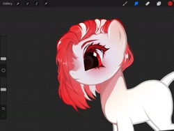 Size: 1280x960 | Tagged: safe, oc, earth pony, pony, commission, cute, light skin, newbie artist training grounds, order, original art, procreate app, red eyes, red hair, redesign, render, short hair, sketch