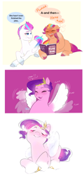 Size: 2466x5152 | Tagged: safe, artist:aztrial, pipp petals, sunny starscout, zipp storm, earth pony, pegasus, pony, g5, adorapipp, adorazipp, blushing, book, comic, crying, cute, dialogue, eyes closed, female, flapping wings, grin, joke, laughing, lying down, mare, markings, open mouth, prone, royal sisters (g5), siblings, sisters, smiling, speech bubble, sunnybetes, sweat, sweatdrop, tears of laughter, trio, trio female, unshorn fetlocks, wings