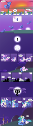 Size: 1188x4586 | Tagged: safe, artist:egophiliac, princess celestia, princess luna, alicorn, pony, g4, canterlot, comic, cutiespark, dialogue, duo, duo female, female, filly, foal, full moon, mare, moon, moonrise, pink-mane celestia, royal sisters, siblings, sisters, sunset, woona, younger