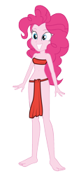 Size: 788x1703 | Tagged: safe, artist:crazybrothersstyler2, artist:invisibleink, edit, pinkie pie, human, equestria girls, g4, bare shoulders, belly, belly button, clothes, female, loincloth, outfit, outfits, simple background, sleeveless, solo, strapless, transparent background
