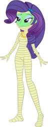 Size: 599x1561 | Tagged: safe, artist:invisibleink, artist:tylerajohnson352, rarity, equestria girls, g4, bandage, female, green skin, hairpin, halloween, holiday, monster, mummy, simple background, solo, transparent background