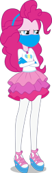 Size: 1532x5057 | Tagged: safe, artist:brokenadam, artist:limedazzle, edit, pinkie pie, equestria girls, g4, my little pony equestria girls: better together, clothes, coronavirus, covid-19, crossed arms, face mask, grumpy, headband, magical geodes, mask, pinkie pie is not amused, pinkie pie's rah rah skirt, rah rah skirt, simple background, skirt, solo, transparent background, unamused