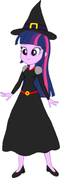 Size: 618x1828 | Tagged: safe, artist:invisibleink, artist:tylerajohnson352, twilight sparkle, human, equestria girls, g4, clothes, dress, female, halloween, hat, high heels, holiday, monster, shoes, simple background, solo, transparent background, witch, witch hat