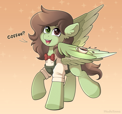Size: 3929x3683 | Tagged: safe, artist:madelinne, oc, oc only, oc:yoshi, pegasus, pony, bowtie, coffee, coffee cup, coffee mug, colored wings, cup, ear fluff, eyebrows, eyebrows visible through hair, male, mug, pegasus oc, solo, stallion, two toned wings, wings