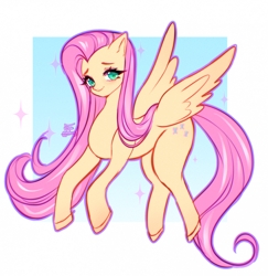 Size: 1894x1945 | Tagged: safe, artist:shadersk, fluttershy, pegasus, pony, g4, female, long mane, mare, passepartout, solo